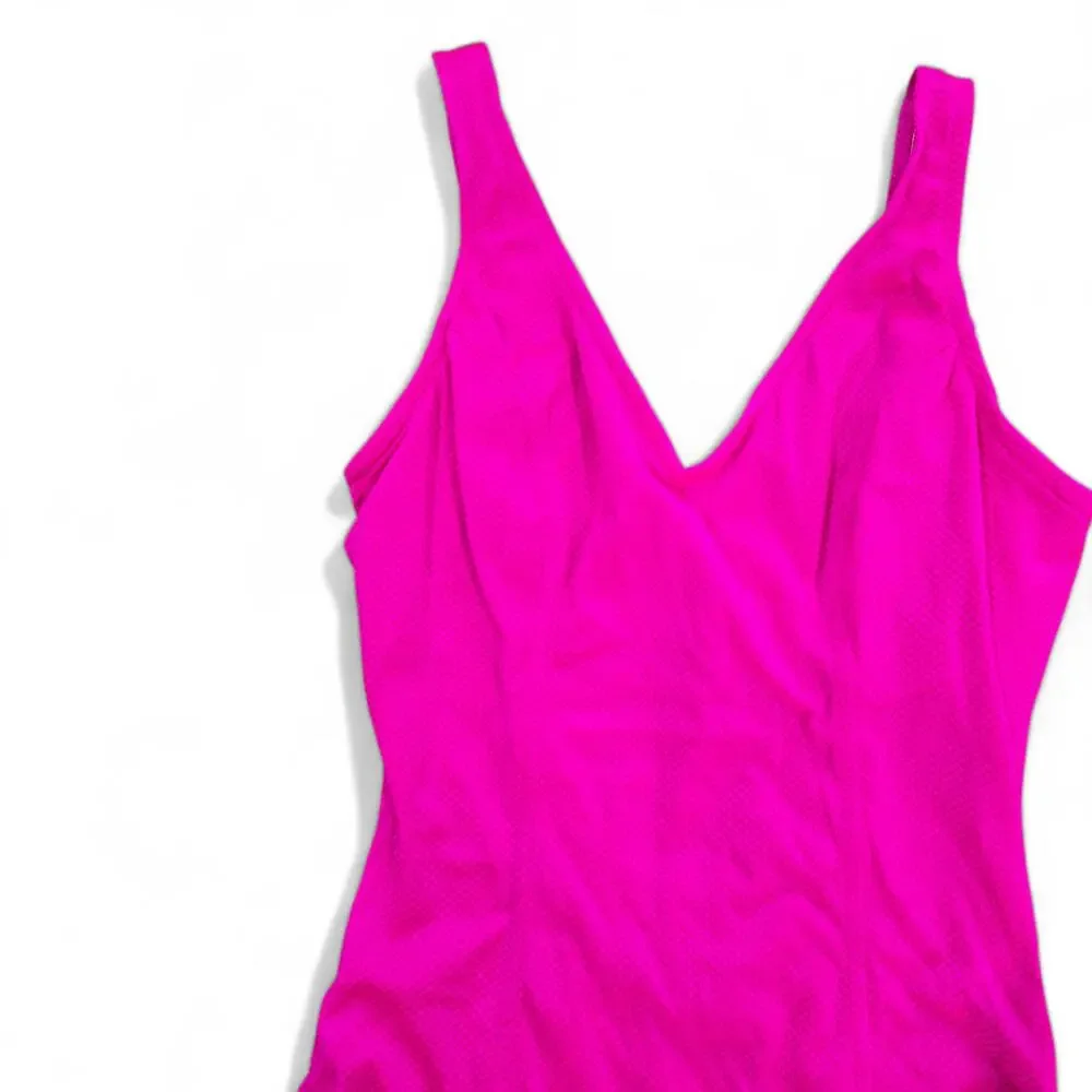 Vintage Le Cove Hot Pink Textured One Piece Swimsuit Size 12 Made in USA - Picture 3 of 9